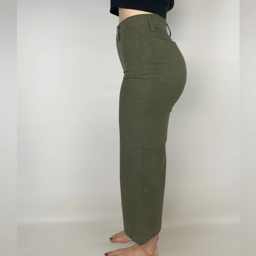 J CREW POINT SUR Wide Leg Crop Size 27 Stretch High Rise‎ Boho Casual Green